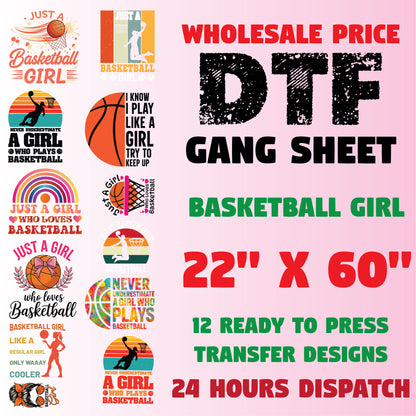 Basketball Girl DTF Transfer Premade Gang sheet