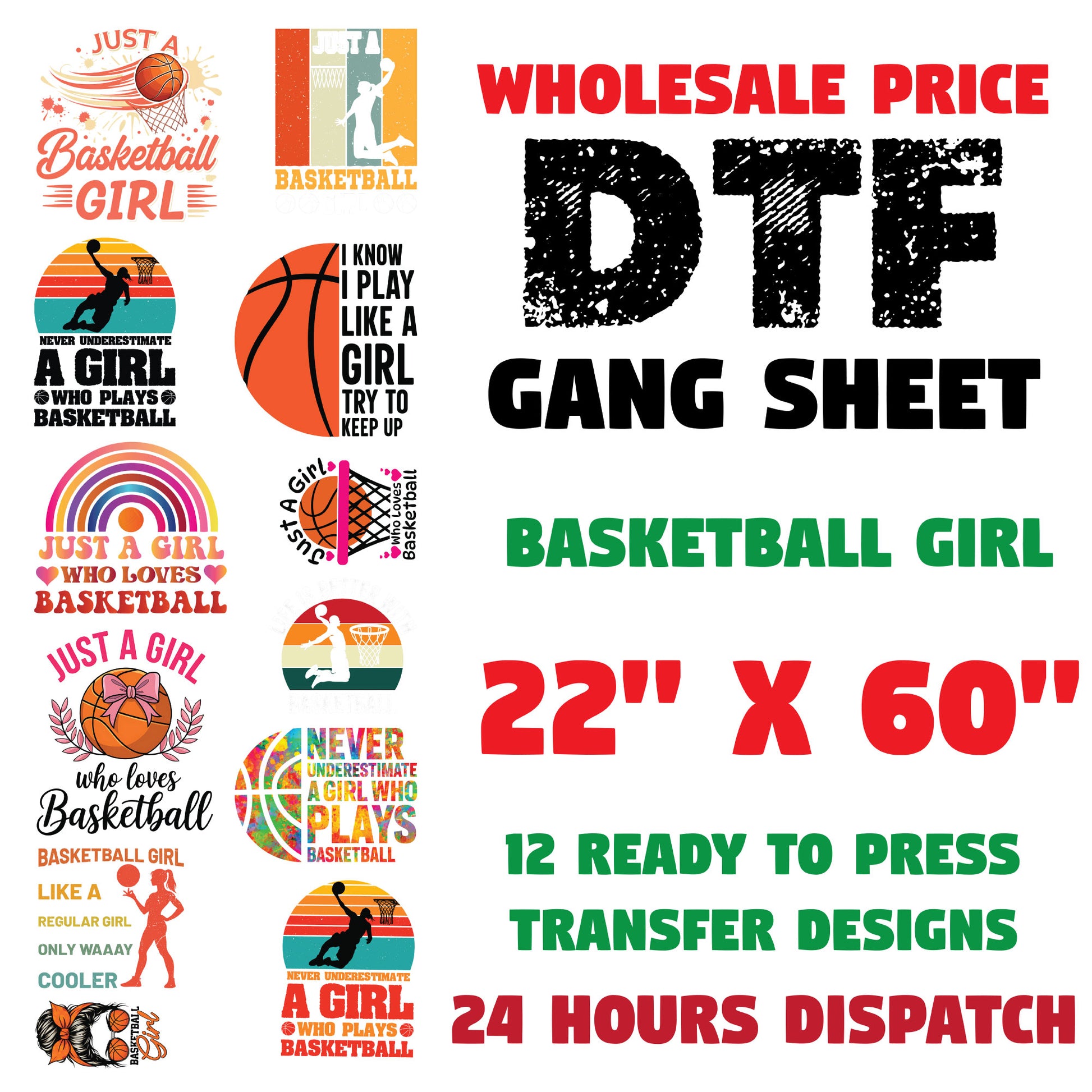 Basketball Girl DTF Transfer Premade Gang sheet