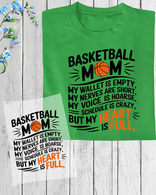 Basketball Mom Heat Transfer for Shirts