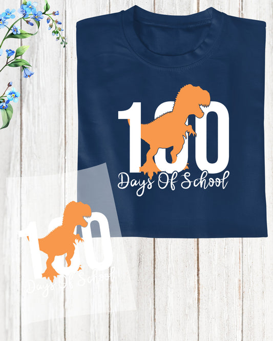 100 Days of School Dinosaur DTF Transfer Film