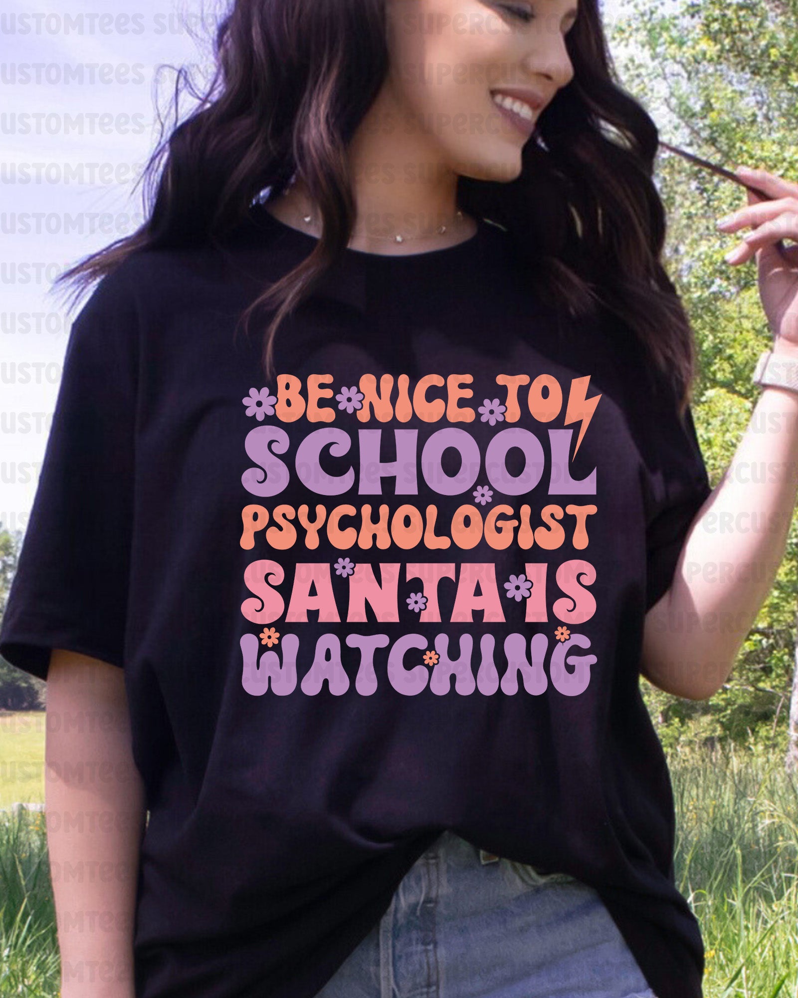 Be Nice to School Psychologist Santa is Watching DTF Transfer Ready to Press