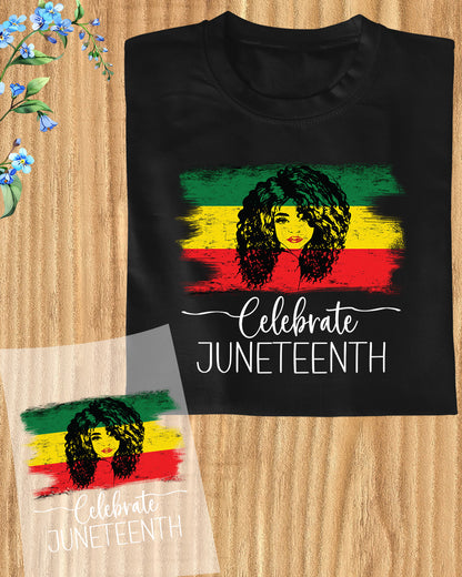 Beautiful Black Woman Celebrate Juneteenth DTF Transfer
