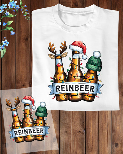 Beer Christmas Funny DTF Transfer, Holiday Heat Press Design, Xmas Shirt Print, UV DTF Sticker, Funny Christmas Gift Idea