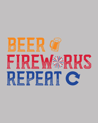 Beer Fireworks Repeat 4th Of july DTF Transfer Film
