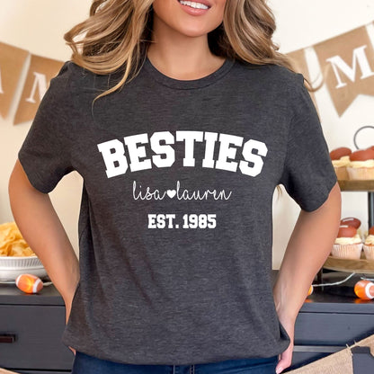 Besties Sweatshirt, Personalized Best Friends Shirts, Best Bitches Friends Sweater, Custom Besties Name Tee Shirt