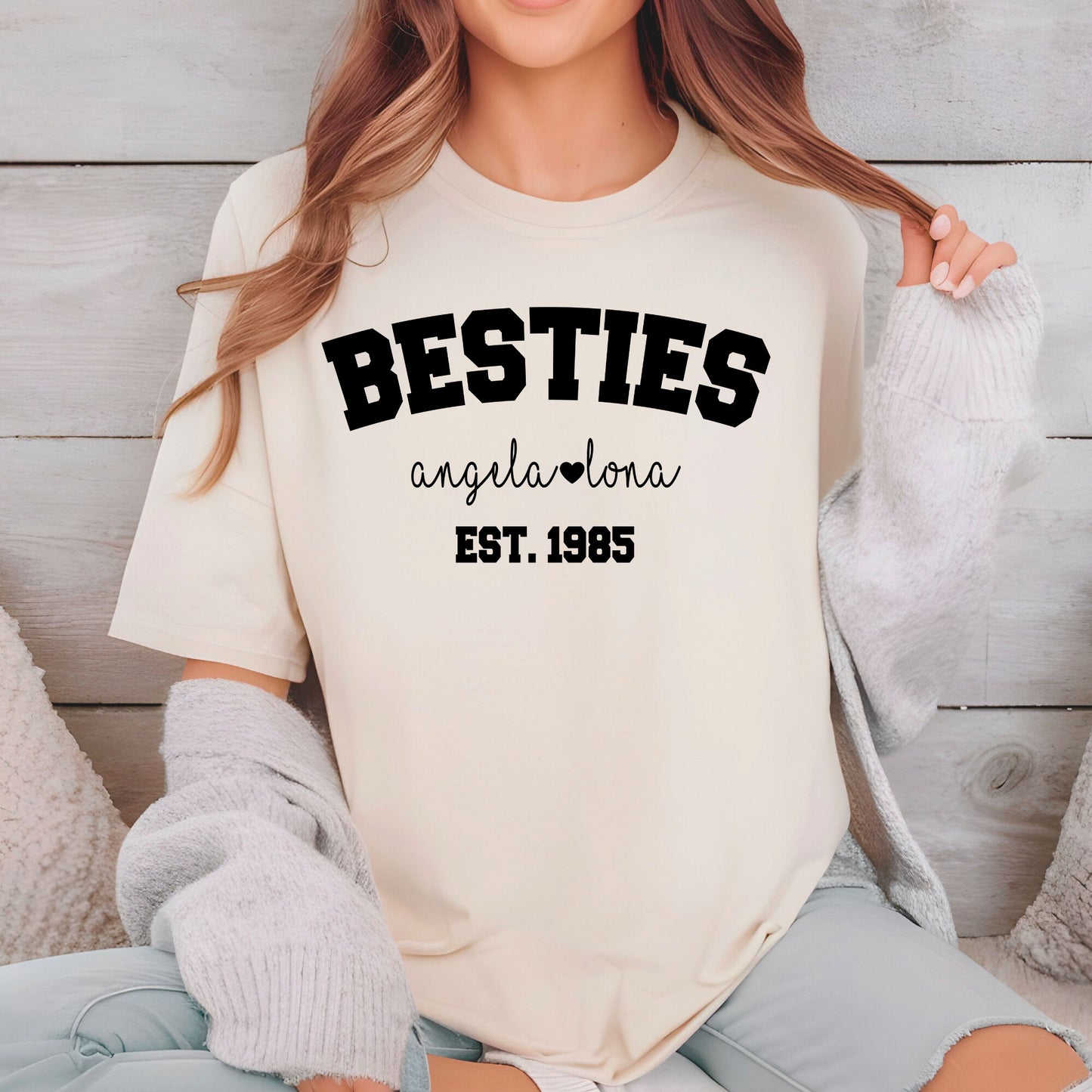 Besties Sweatshirt, Personalized Best Friends Shirts, Best Bitches Friends Sweater, Custom Besties Name Tee Shirt