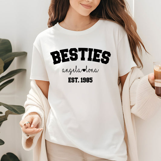 Besties Sweatshirt, Personalized Best Friends Shirts, Best Bitches Friends Sweater, Custom Besties Name Tee Shirt