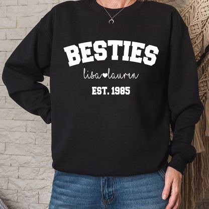 Besties Sweatshirt, Personalized Best Friends Shirts, Best Bitches Friends Sweater, Custom Besties Name Tee Shirt