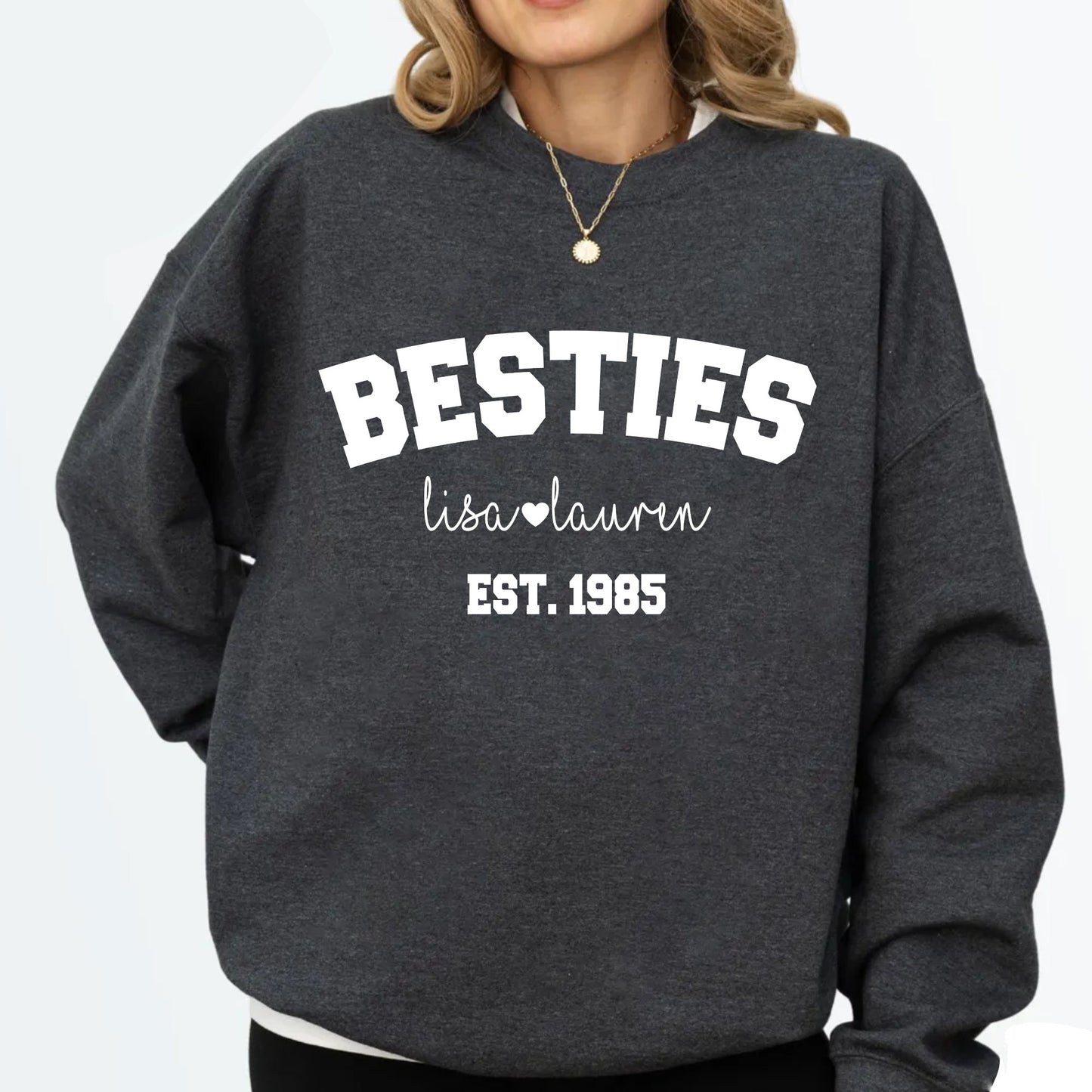 Besties Sweatshirt, Personalized Best Friends Shirts, Best Bitches Friends Sweater, Custom Besties Name Tee Shirt