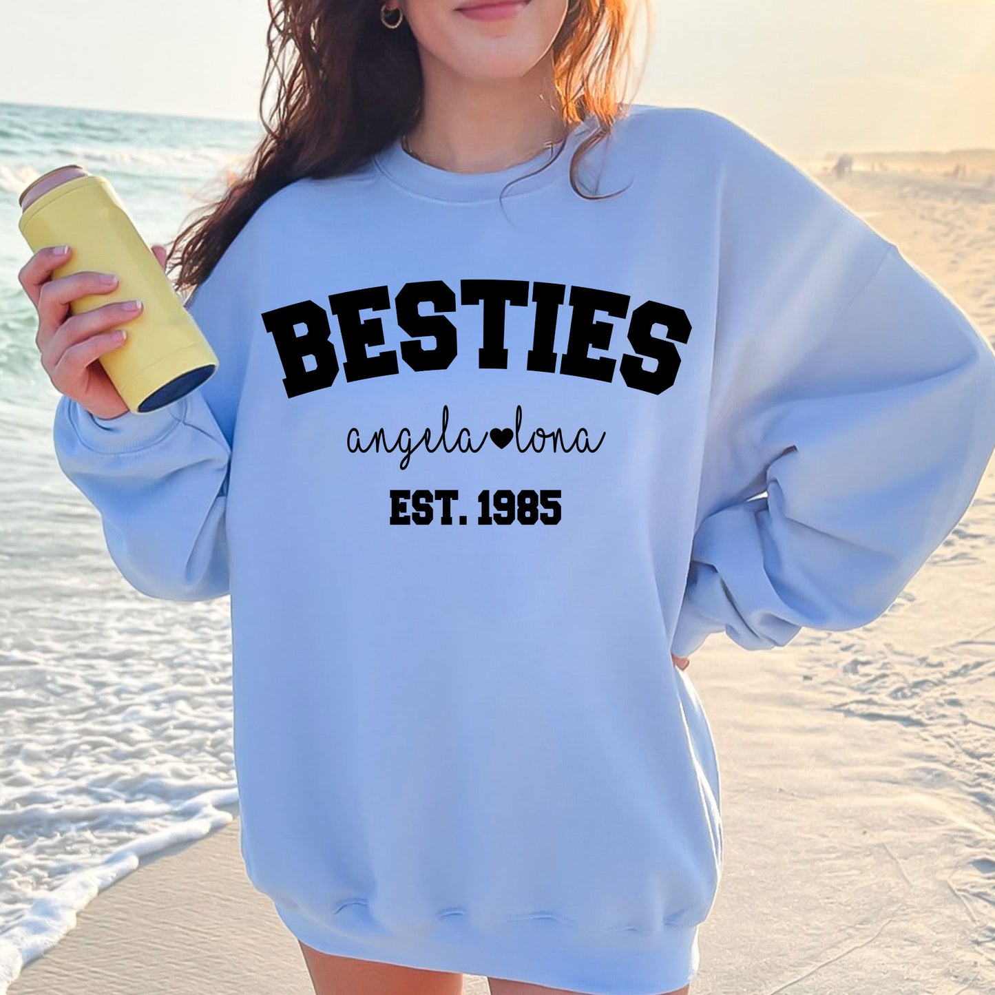 Besties Sweatshirt, Personalized Best Friends Shirts, Best Bitches Friends Sweater, Custom Besties Name Tee Shirt