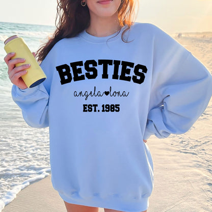 Besties Sweatshirt, Personalized Best Friends Shirts, Best Bitches Friends Sweater, Custom Besties Name Tee Shirt