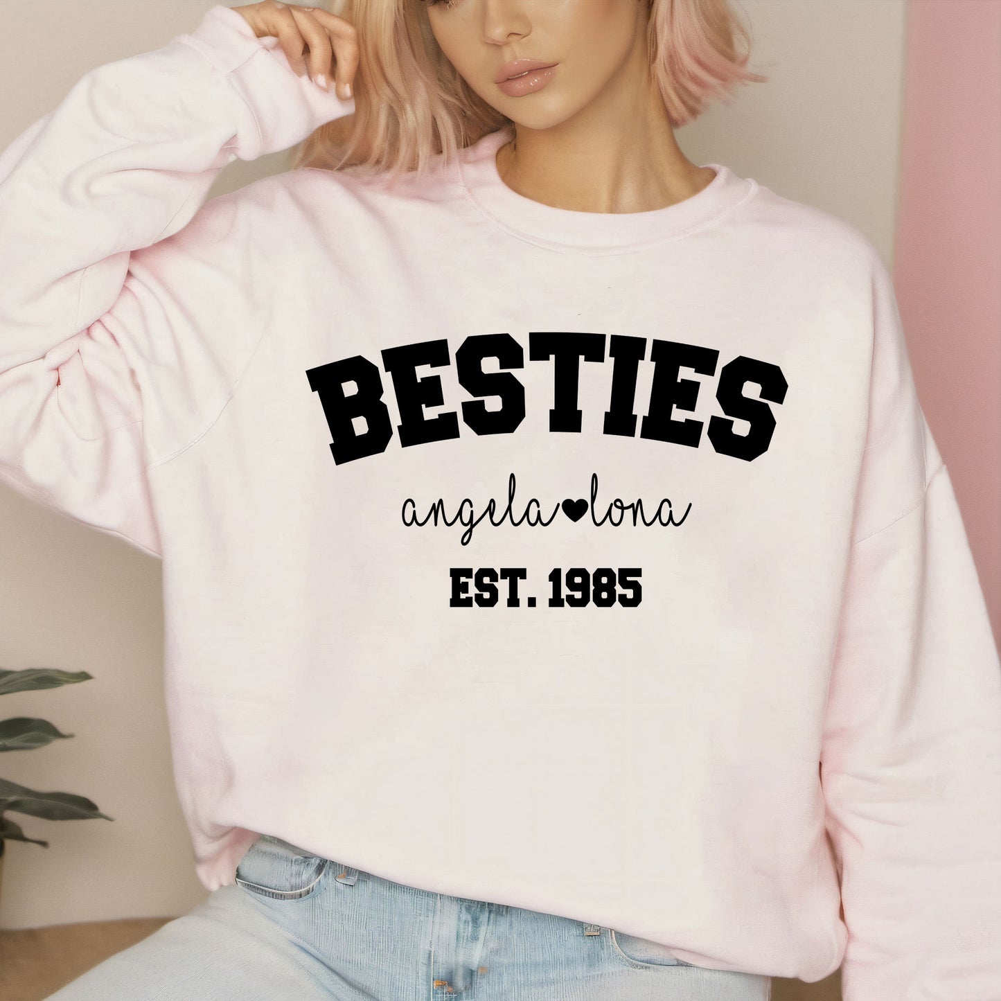 Besties Sweatshirt, Personalized Best Friends Shirts, Best Bitches Friends Sweater, Custom Besties Name Tee Shirt