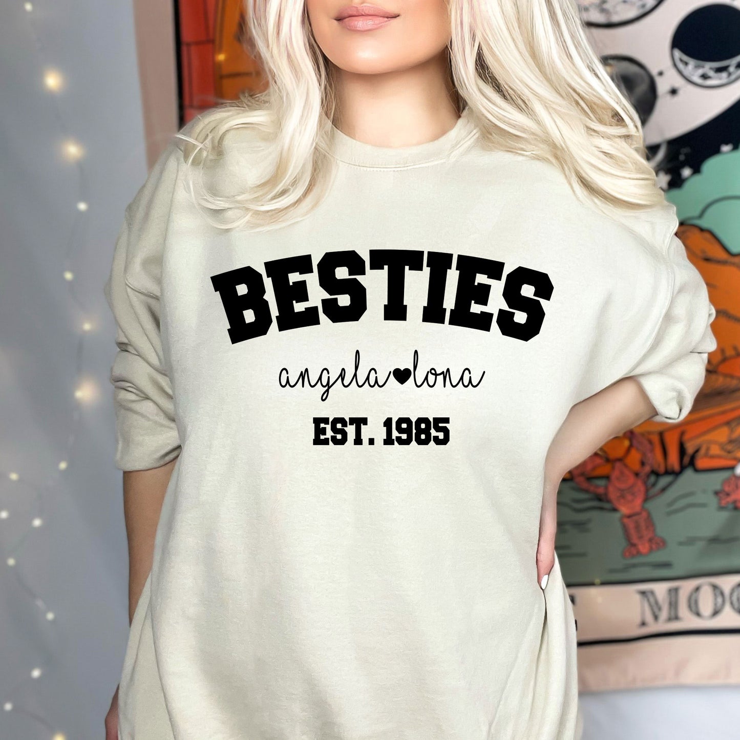 Besties Sweatshirt, Personalized Best Friends Shirts, Best Bitches Friends Sweater, Custom Besties Name Tee Shirt