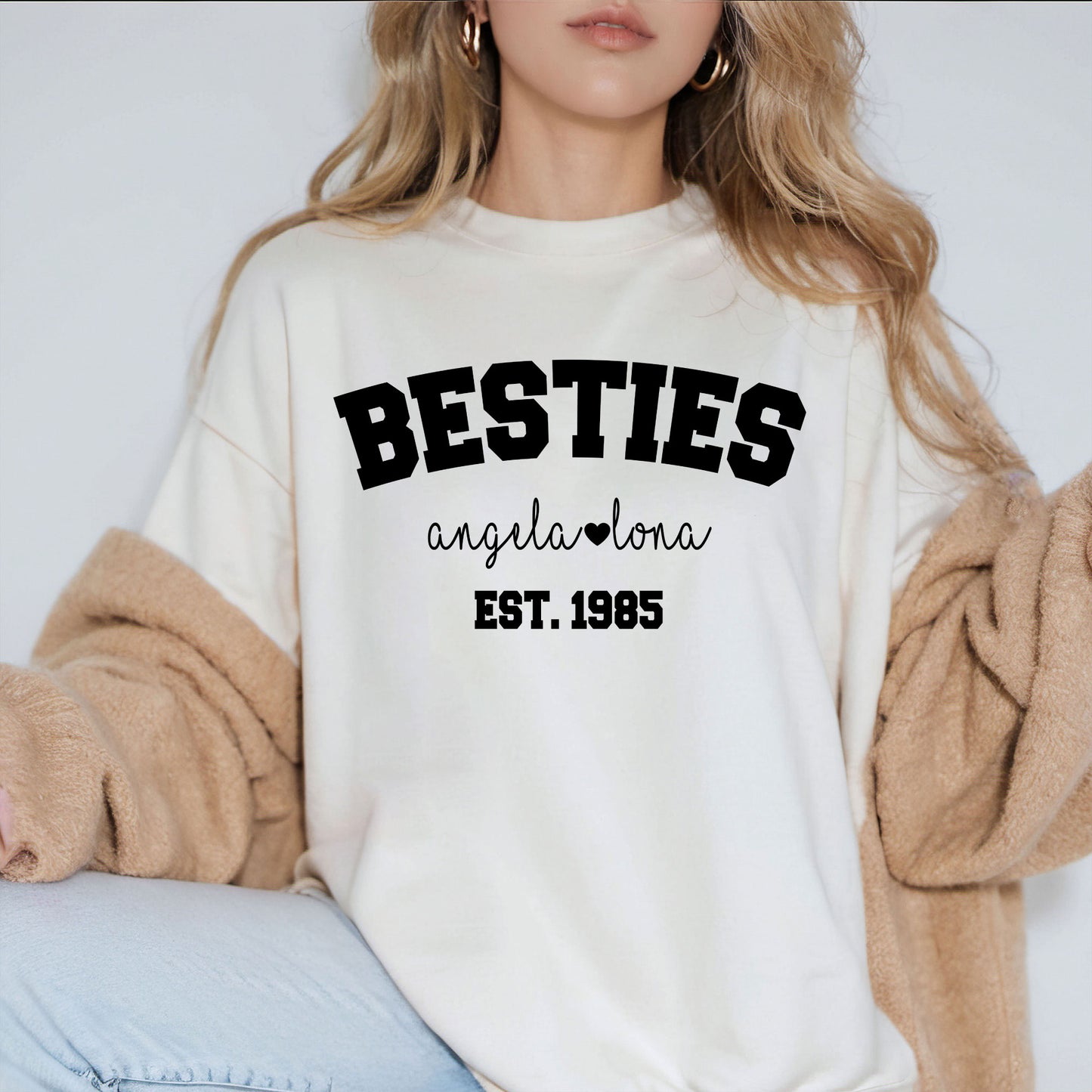 Besties Sweatshirt, Personalized Best Friends Shirts, Best Bitches Friends Sweater, Custom Besties Name Tee Shirt