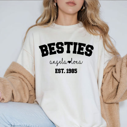Besties Sweatshirt, Personalized Best Friends Shirts, Best Bitches Friends Sweater, Custom Besties Name Tee Shirt