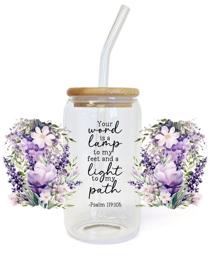 Bible Verse Libbey Glass Tumbler UV DTF wrap