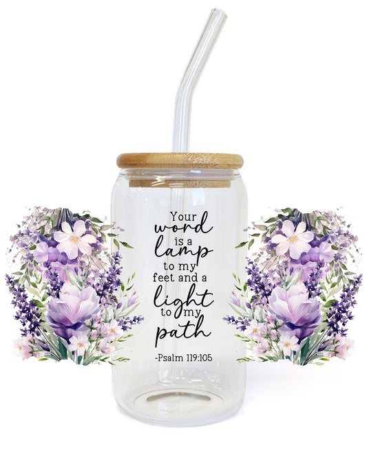 Bible Verse Libbey Glass Tumbler UV DTF wrap