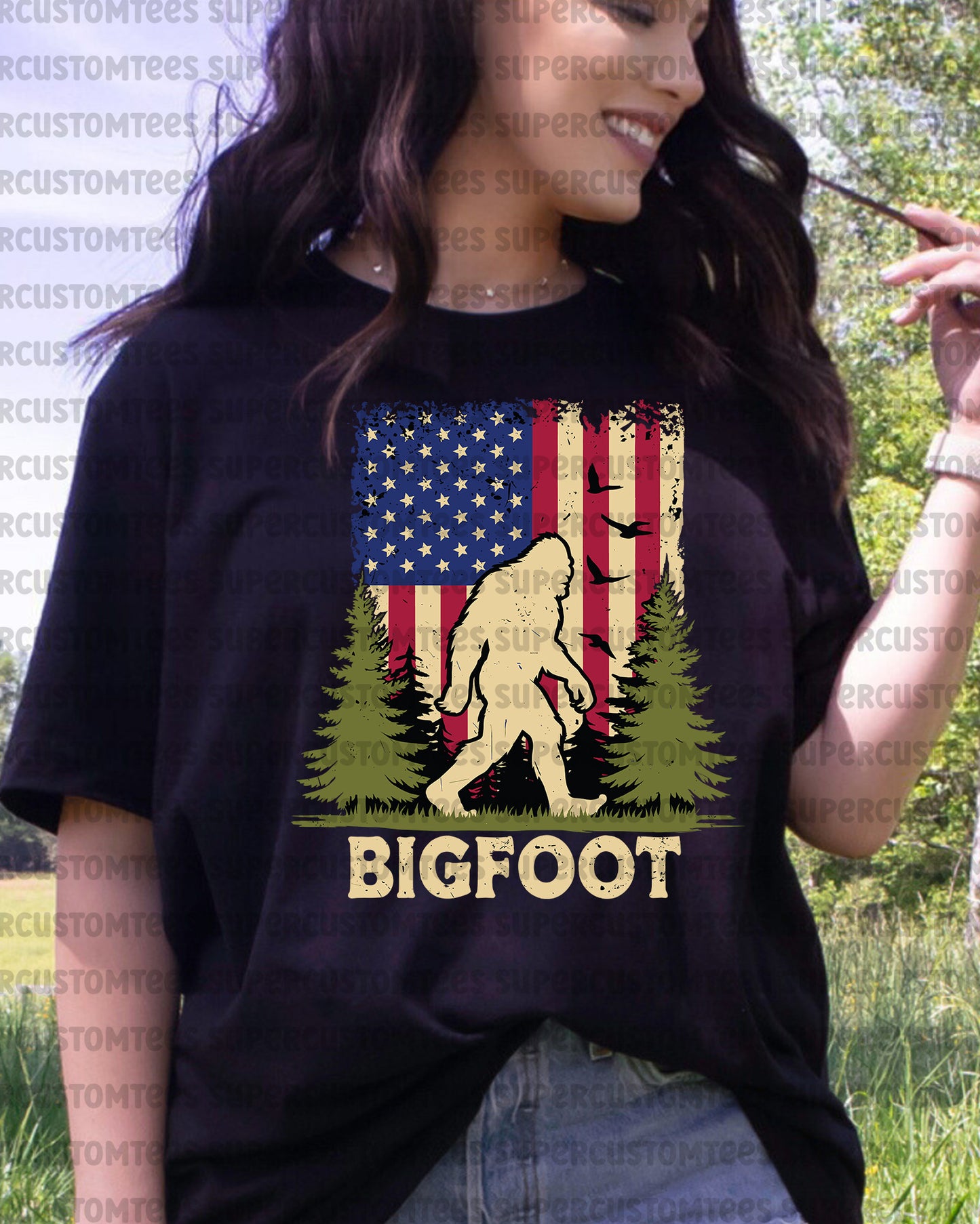 Bigfoot 4th of July USA American Flag DTF Transfer
