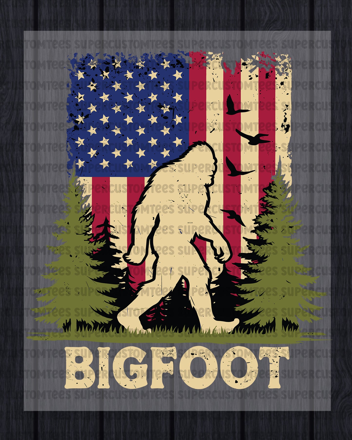 Bigfoot 4th of July USA American Flag DTF Transfer