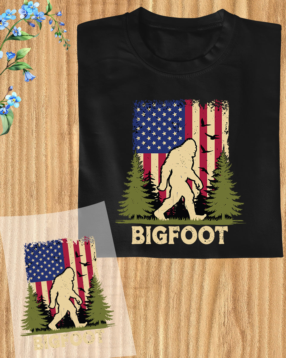 Bigfoot 4th of July USA American Flag DTF Transfer