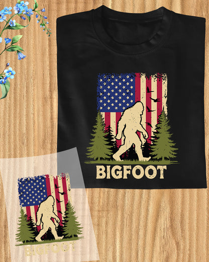 Bigfoot 4th of July USA American Flag DTF Transfer