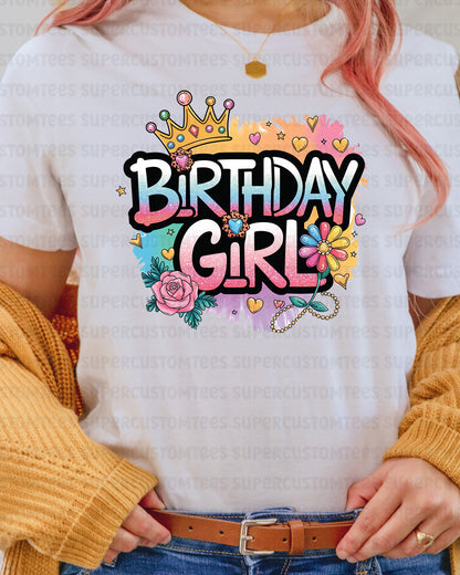 Birthday Girl Floral Heat Transfer for Shirts