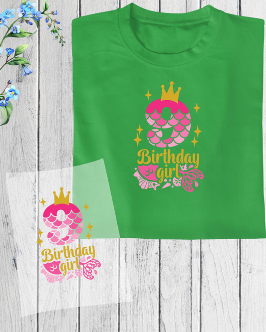 Mermaid 9th Birthday DTF Transfer Film