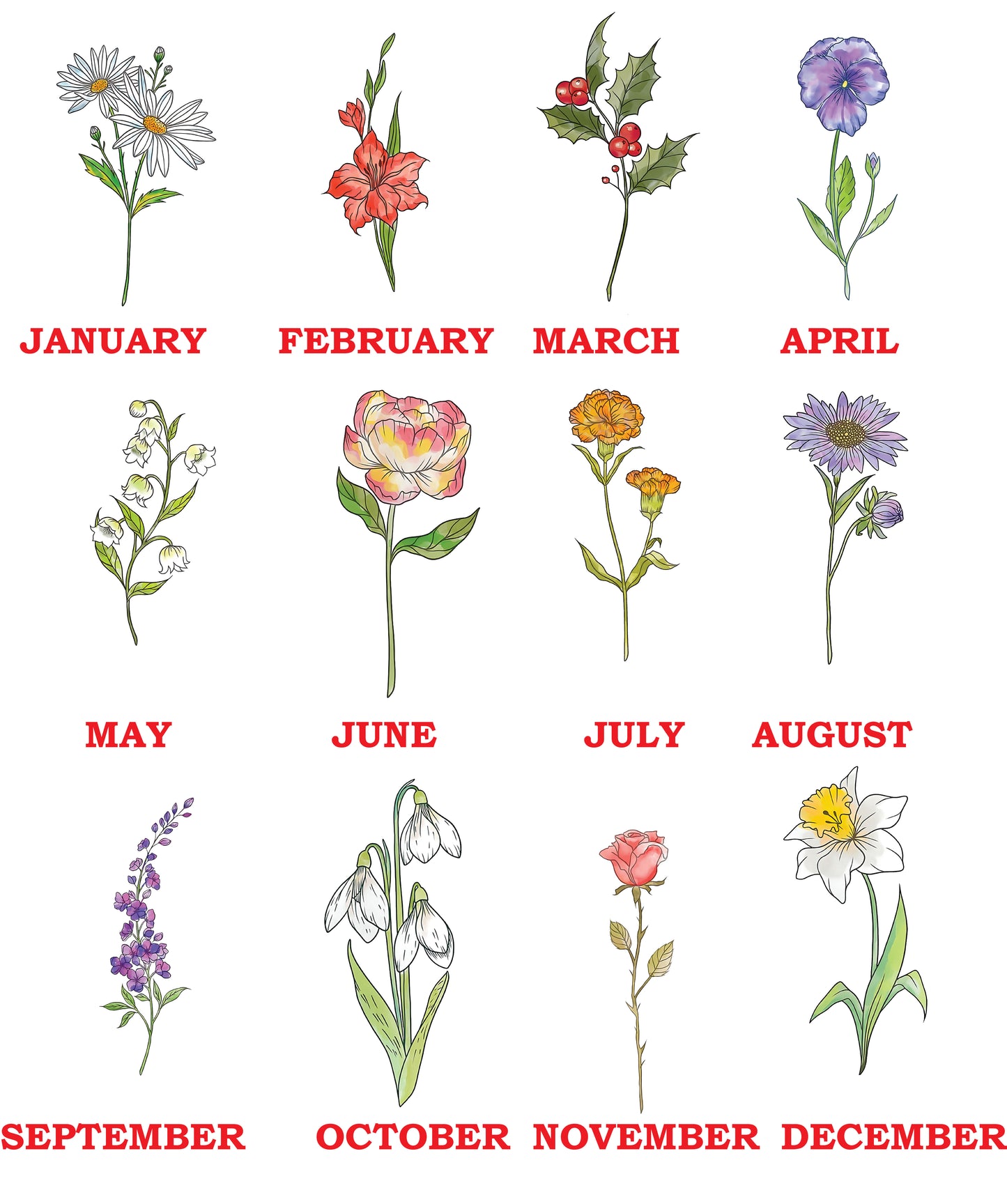 Personalized Birth Flower Stainless Steel Water Bottle