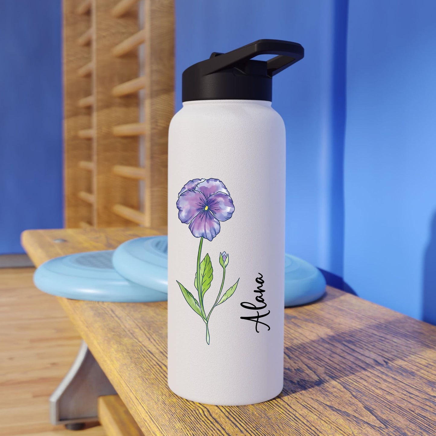 Personalized Birth Flower Stainless Steel Water Bottle