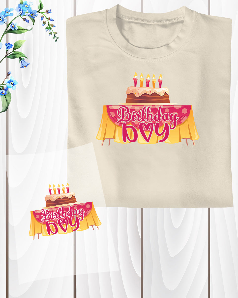 Birthday Boy cake heart DTF Transfer Film