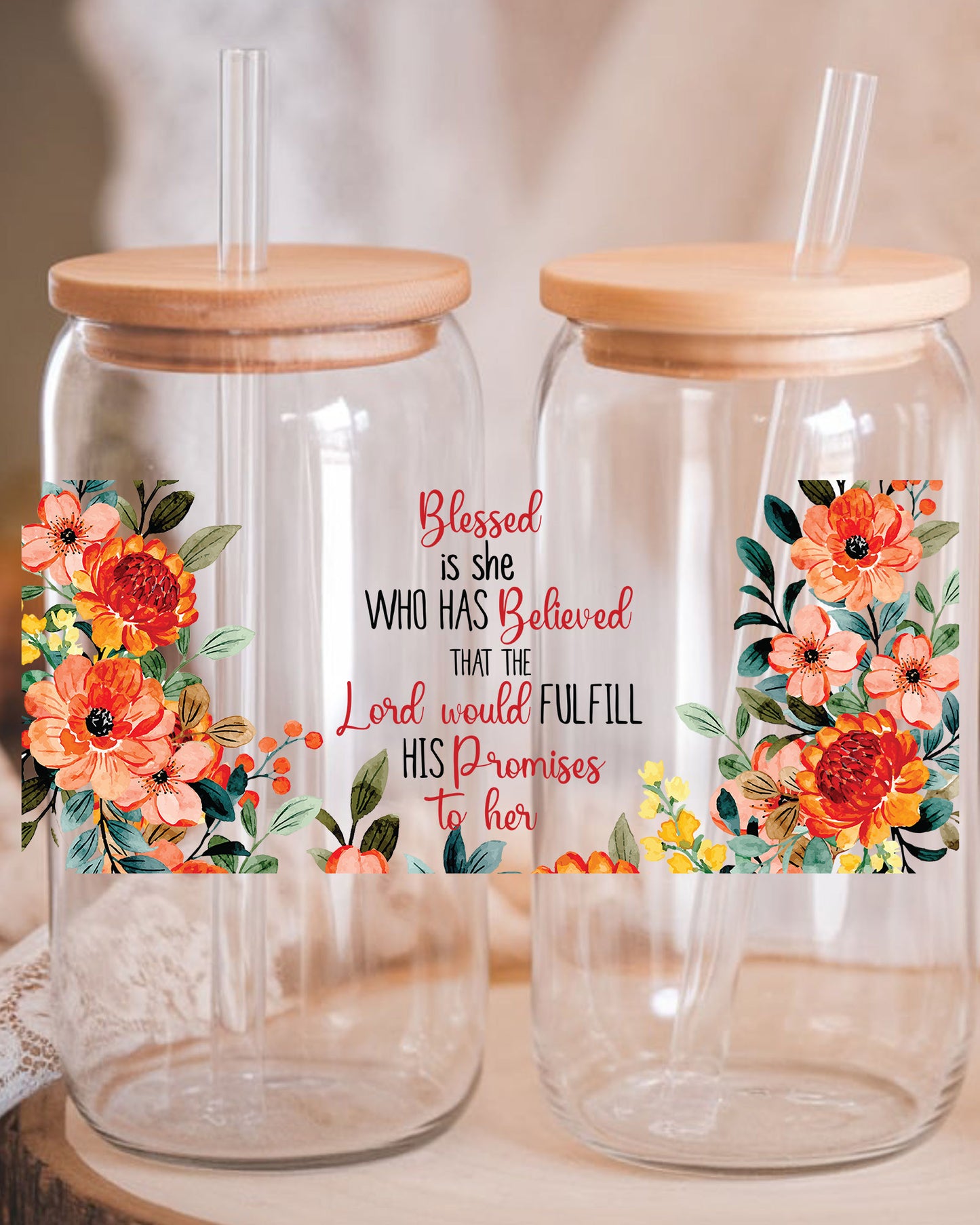 Blessed Christian Glass UV Decals