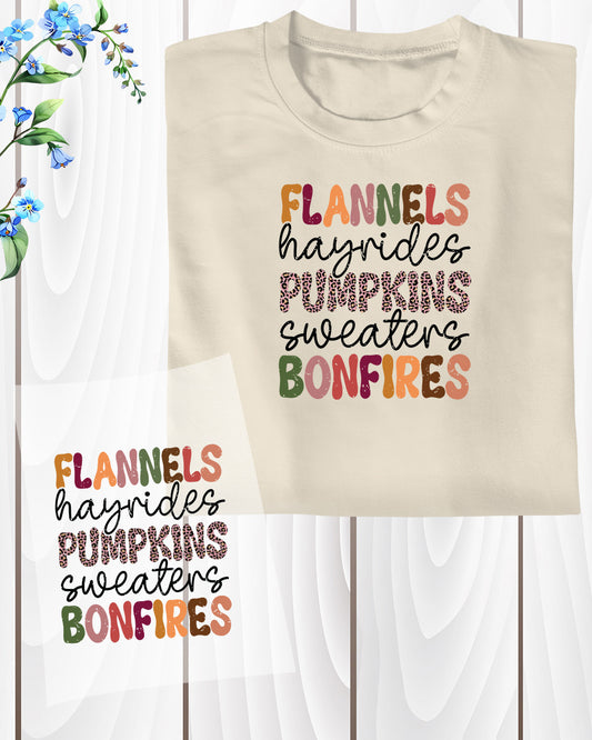 Flannels Pumpkins Bonfires DTF Transfer Film