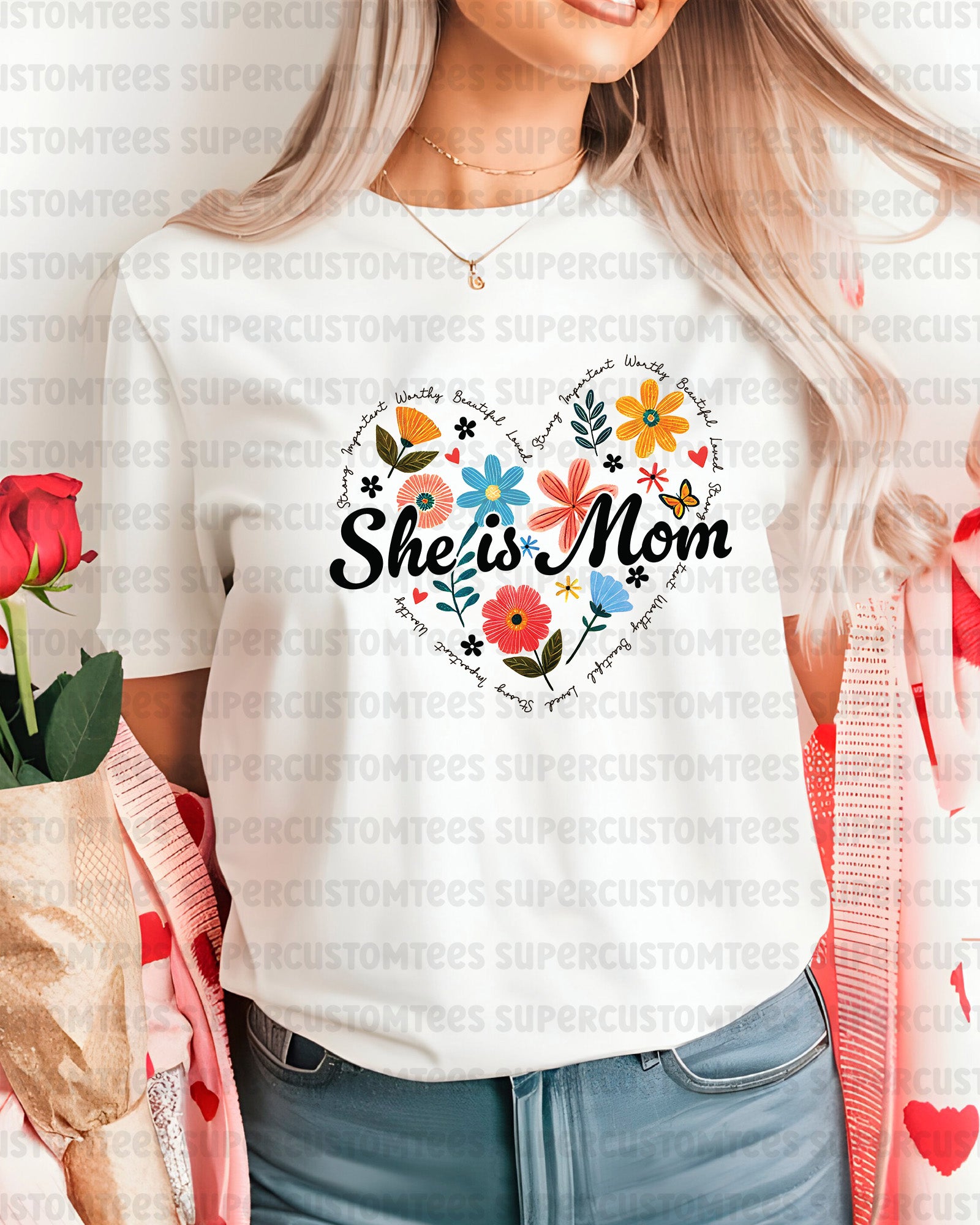 Boho Floral Mama DTF Transfer She Is Mom
