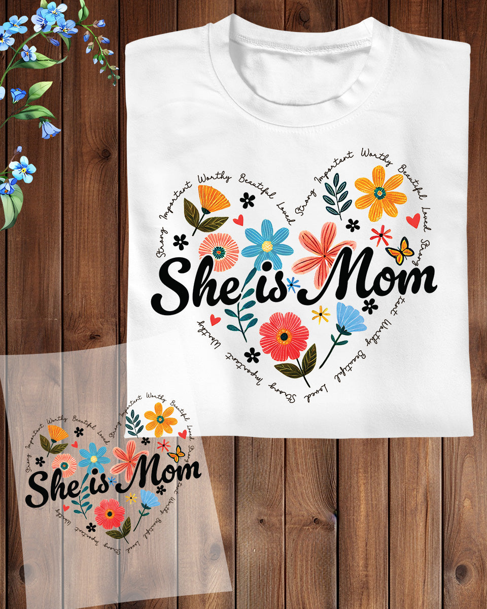 Boho Floral Mama DTF Transfer She Is Mom