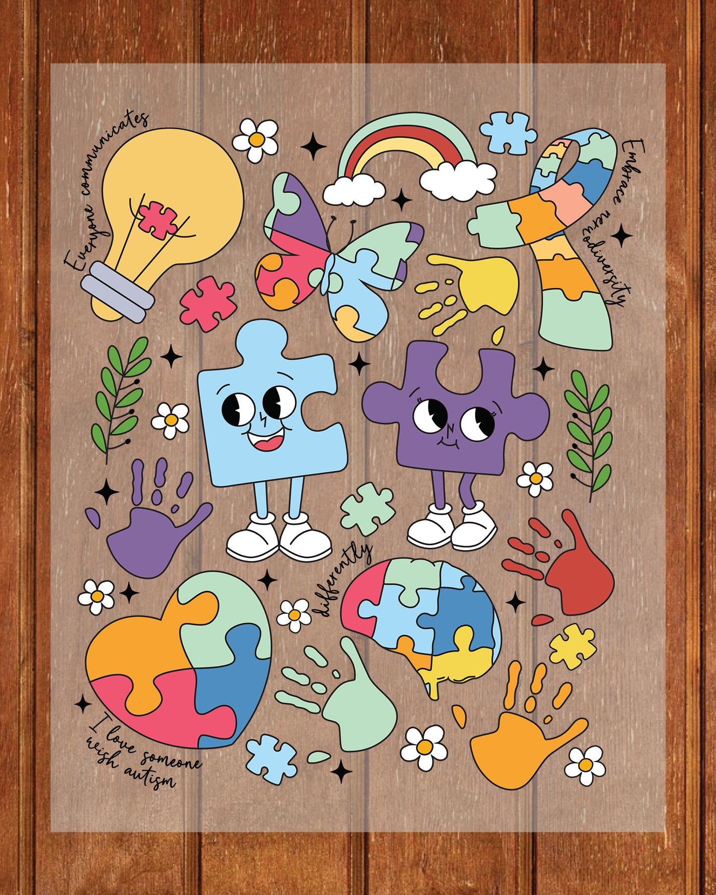 Boho Flower Autism Awareness DTF Transfer