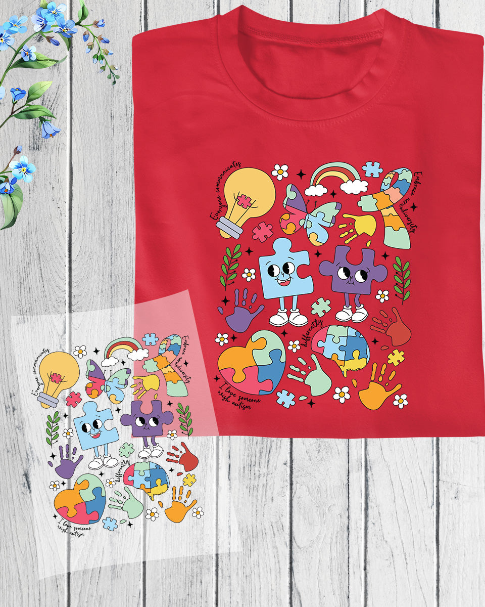 Boho Flower Autism Awareness DTF Transfer