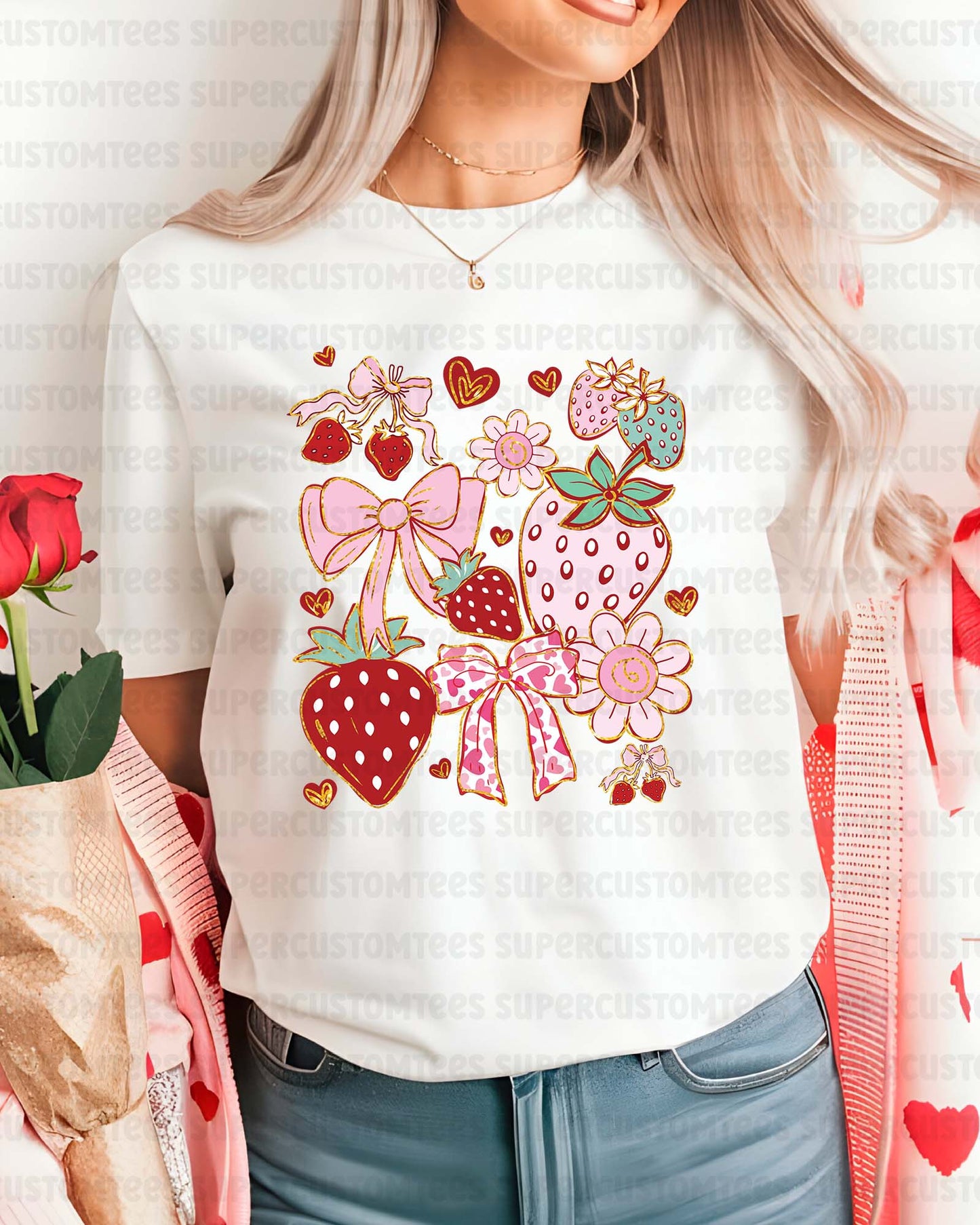 Boho Strawberry Coquette Transfer