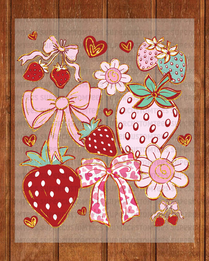 Boho Strawberry Coquette Transfer