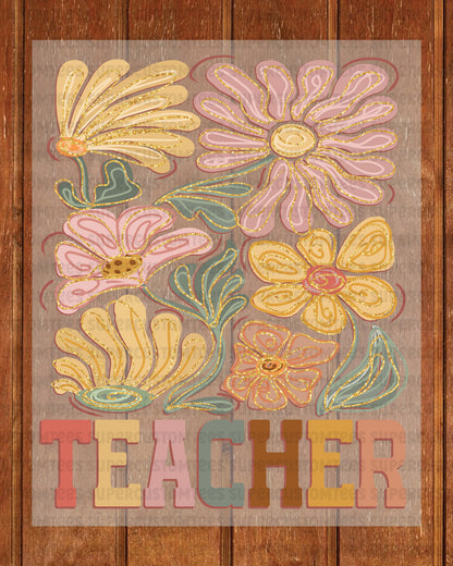 Boho Teacher DTF Transfer Ready to Press