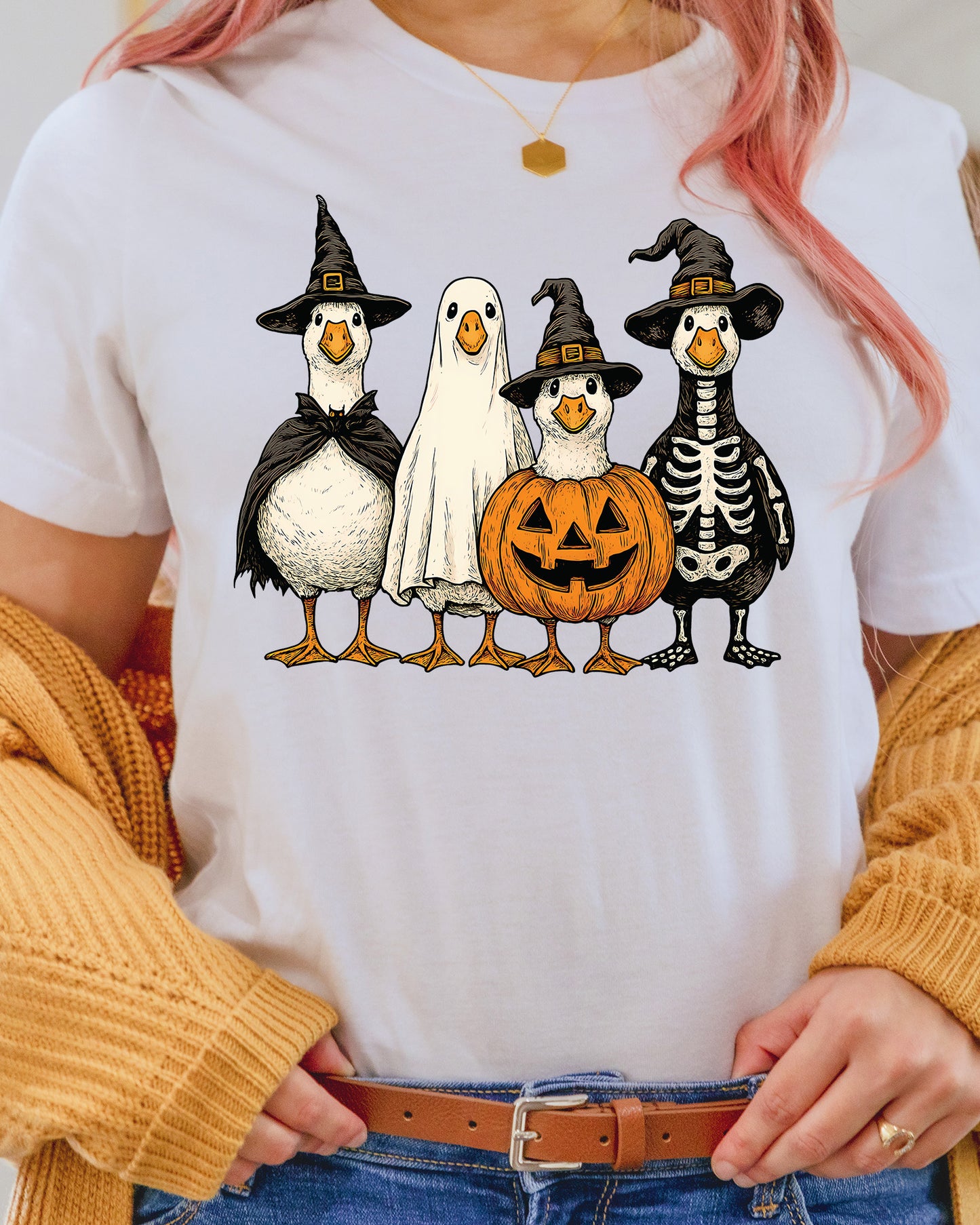 Boo Ghost Goose Halloween Skeleton Fall DTF Transfer