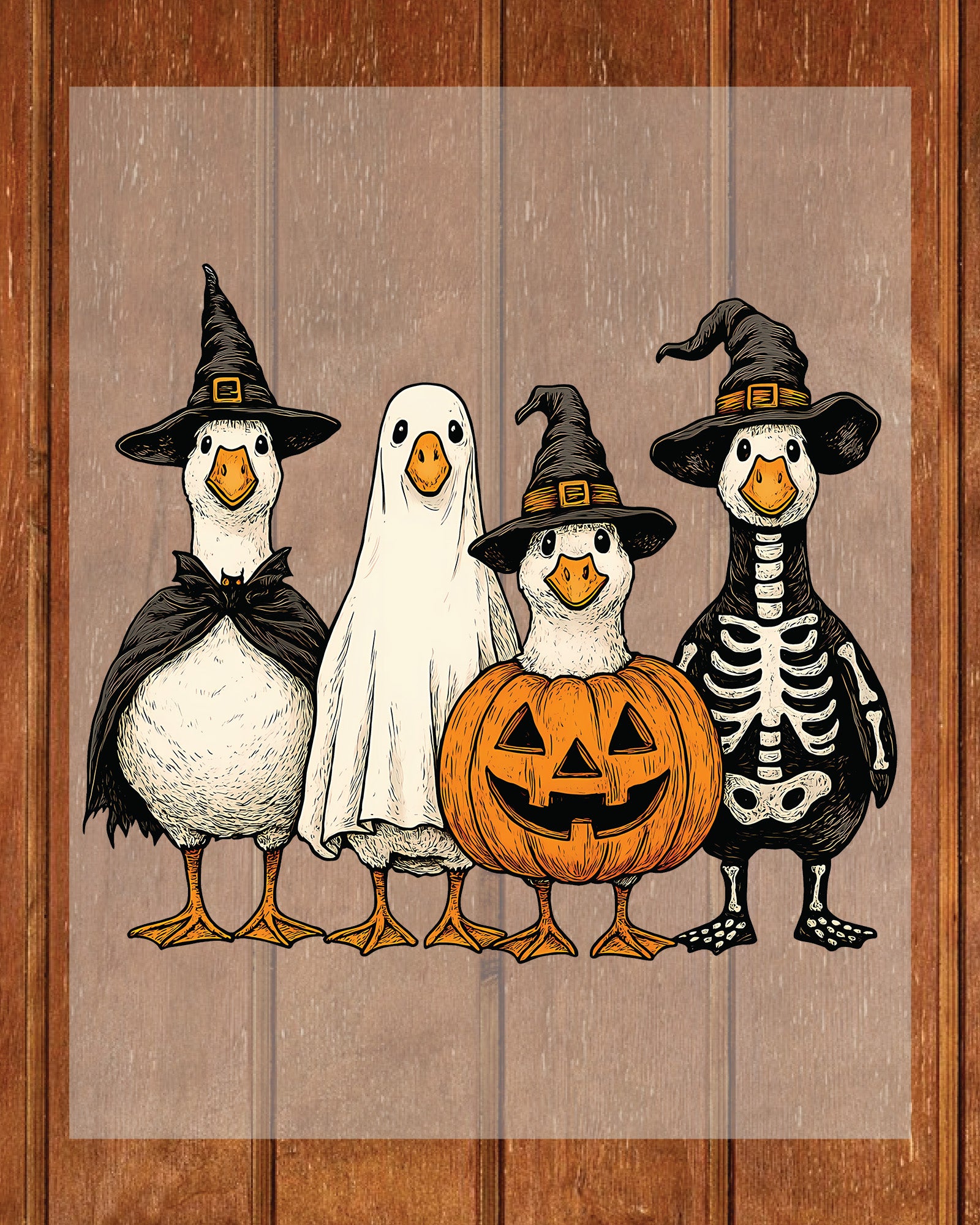 Boo Ghost Goose Halloween Skeleton Fall DTF Transfer
