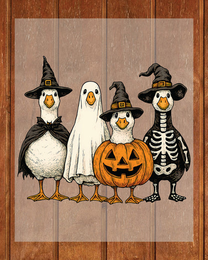 Boo Ghost Goose Halloween Skeleton Fall DTF Transfer