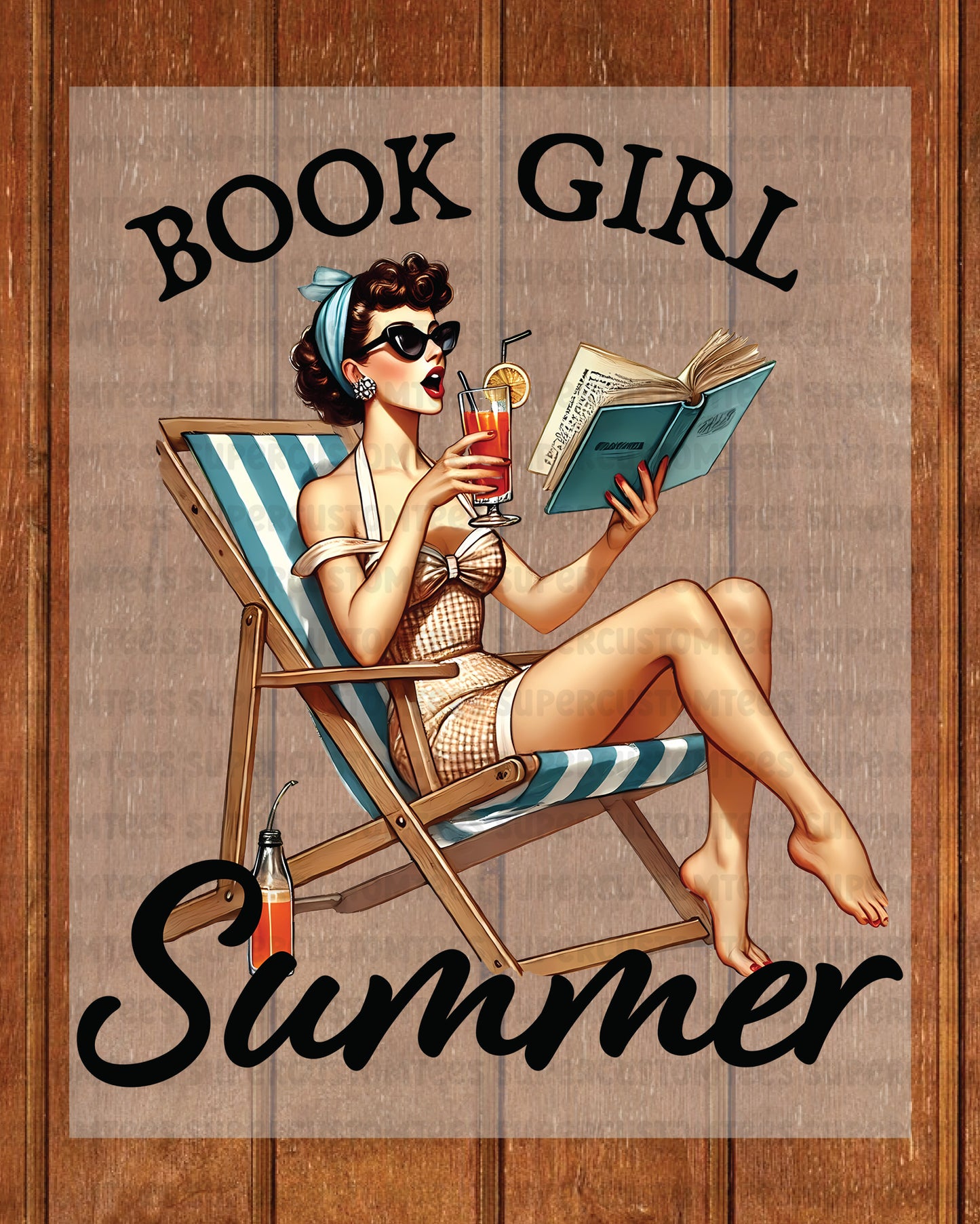 Book Girl Summer Heat Transfer