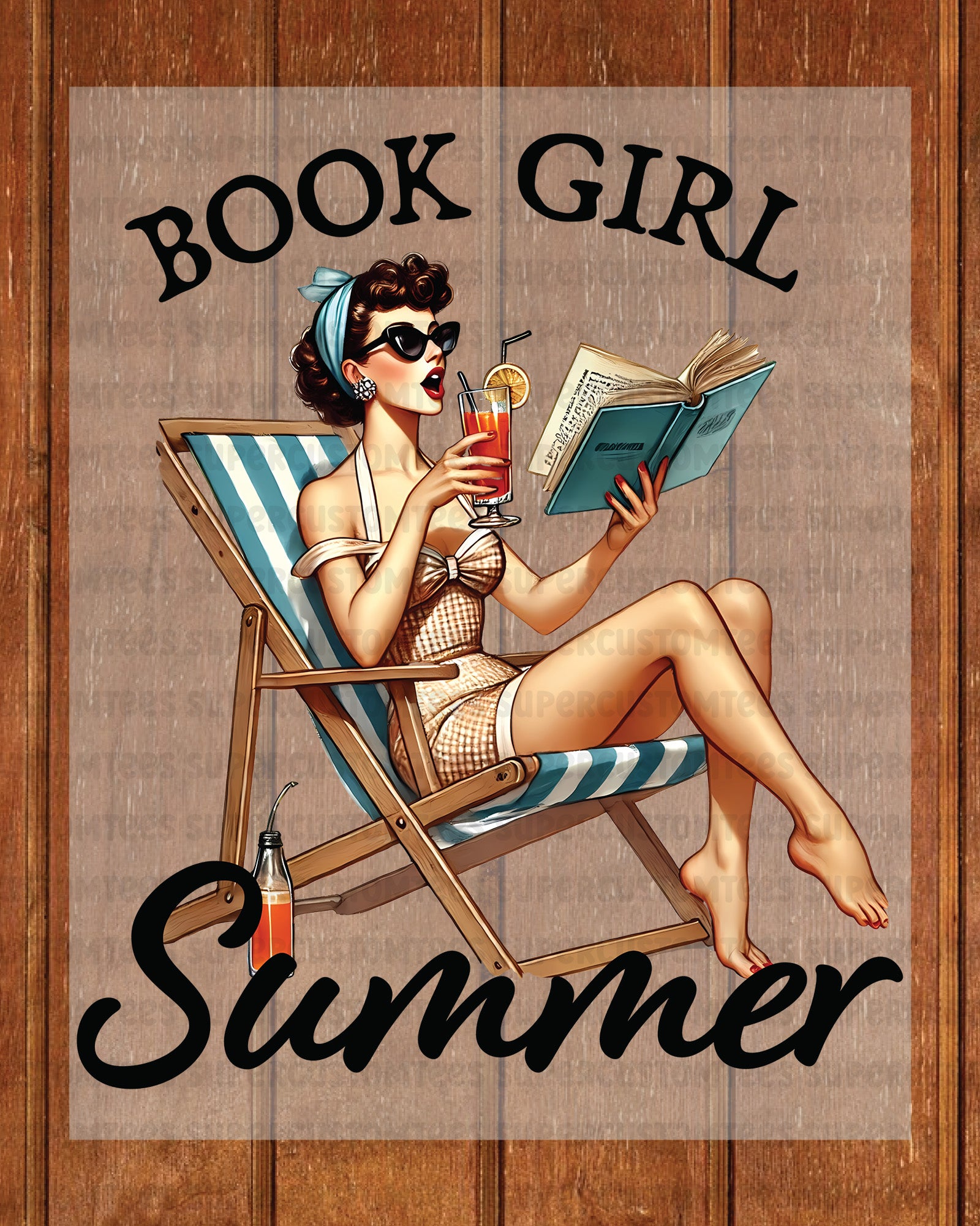 Book Girl Summer Heat Transfer