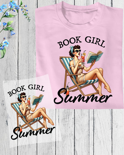 Book Girl Summer Heat Transfer