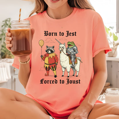 Born to Jest Forced to Joust DTF Transfer Ready to Press, Funny Medieval Meme Heat Transfer For Shirt, Sarcastic Humor UV Sticker Prints