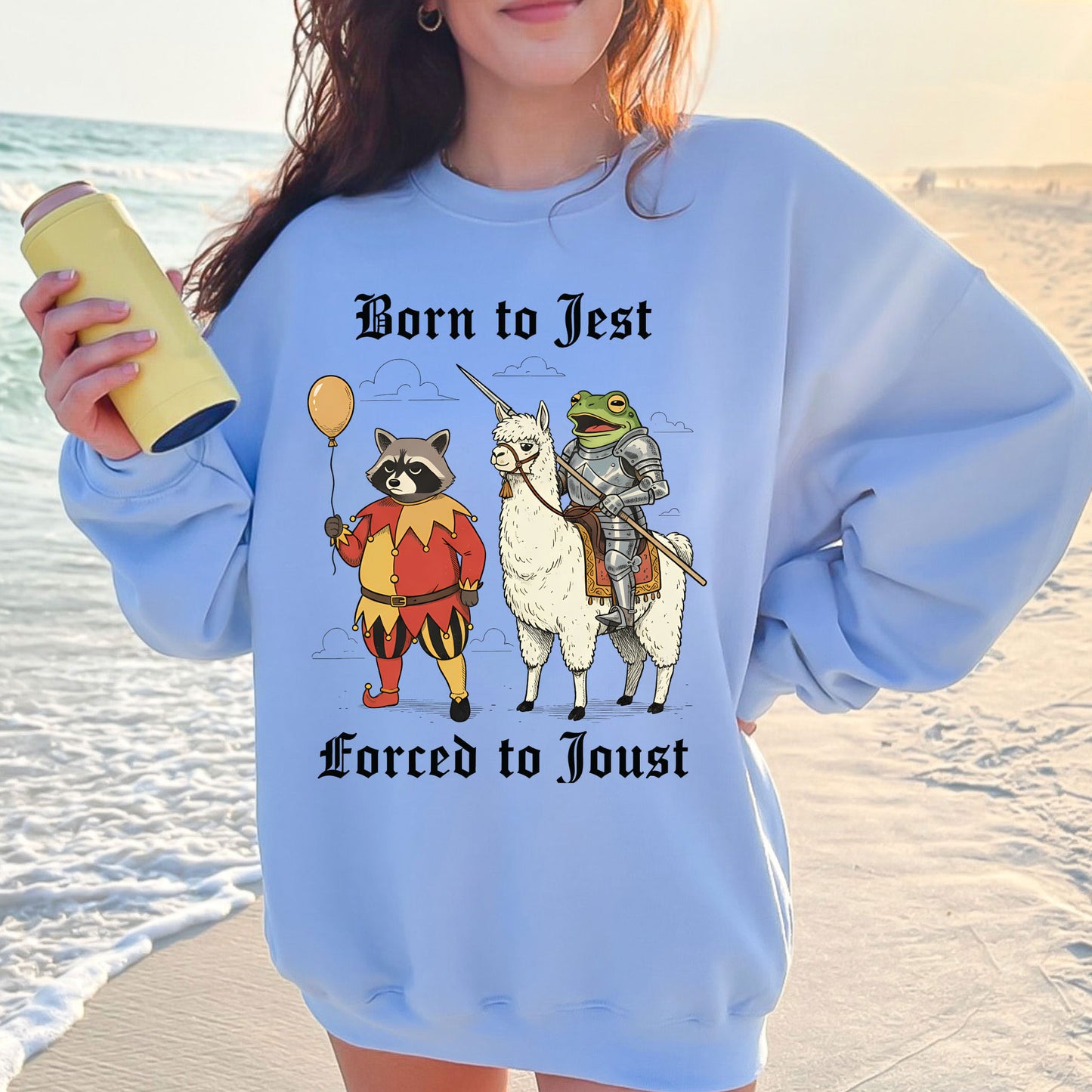 Born to Jest Forced to Joust DTF Transfer Ready to Press, Funny Medieval Meme Heat Transfer For Shirt, Sarcastic Humor UV Sticker Prints