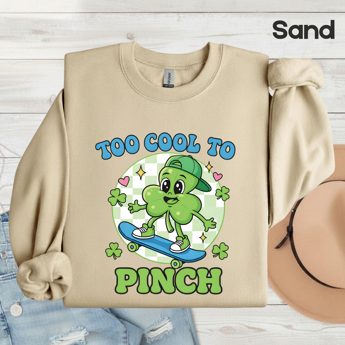 Boys St Patrick’s Day Shirts Too Cool to Pinch Shamrock Sweatshirt Saint Patrick Party Tees Irish Green Sweater For Men Women Kids