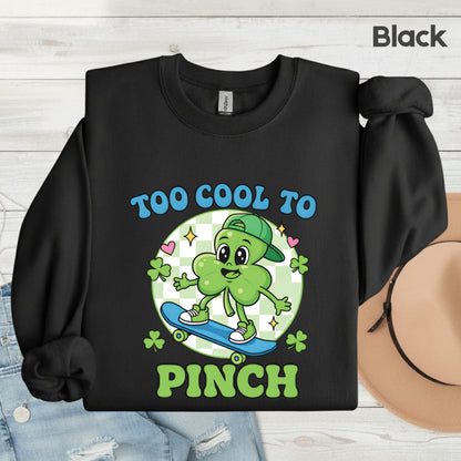 Boys St Patrick’s Day Shirts Too Cool to Pinch Shamrock Sweatshirt Saint Patrick Party Tees Irish Green Sweater For Men Women Kids