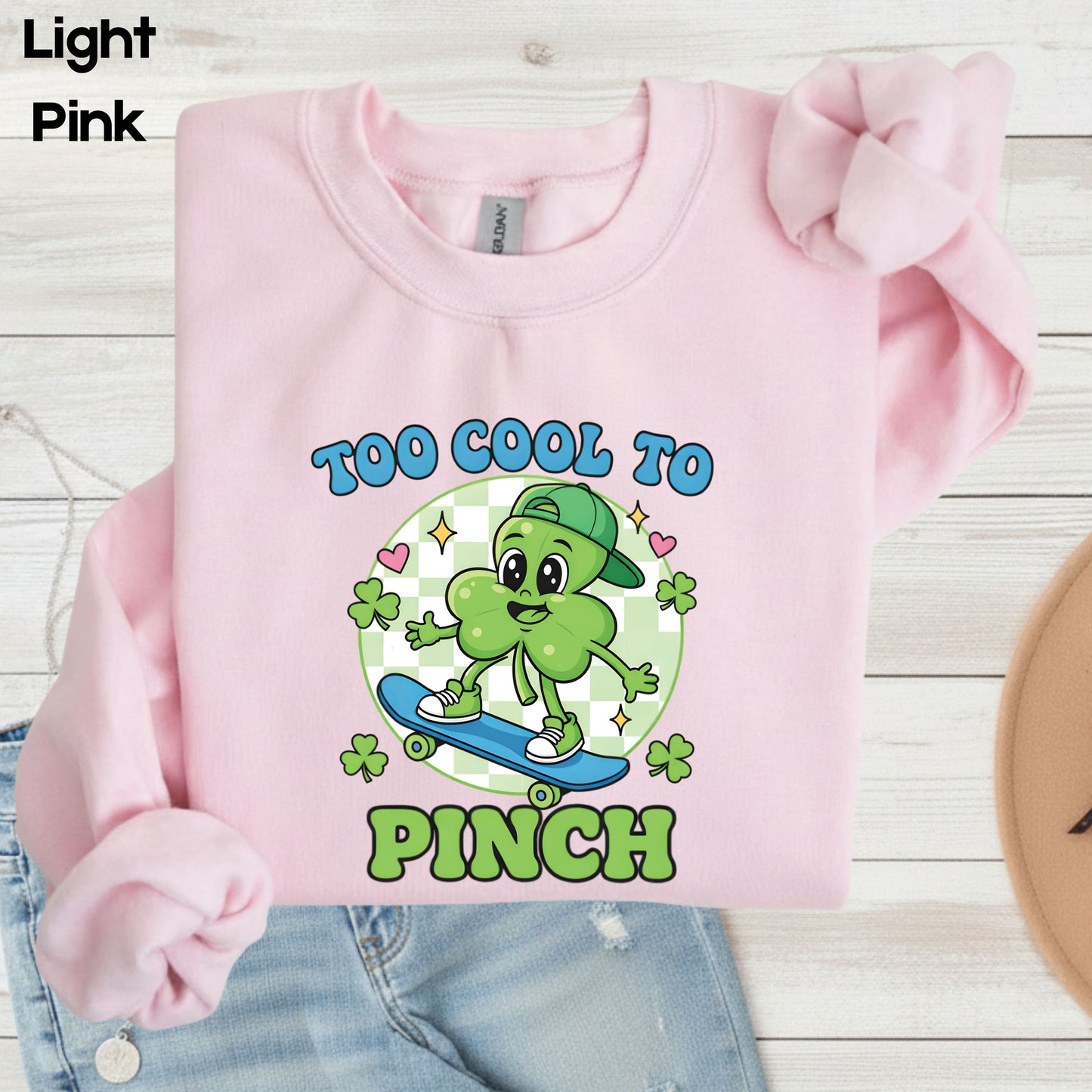 Boys St Patrick’s Day Shirts Too Cool to Pinch Shamrock Sweatshirt Saint Patrick Party Tees Irish Green Sweater For Men Women Kids